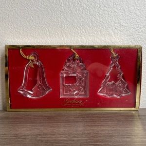 Vintage Gorham Crystal Christmas Ornament Holiday Three Pack Made in Germany